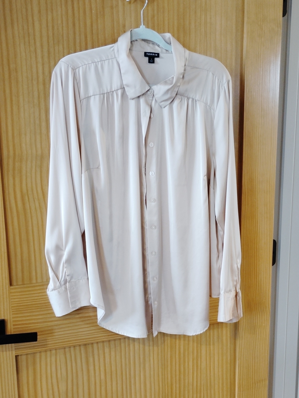 1X torrid Champagne Satiney Button-Up Long Sleeve Shirt